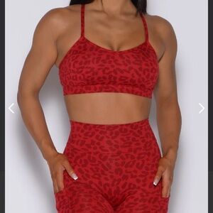 Red Leopard Print Sports Bra and Leggings Set